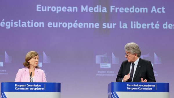 European Media Freedom Act, press conference with Vera Jourova and Thierry Breton